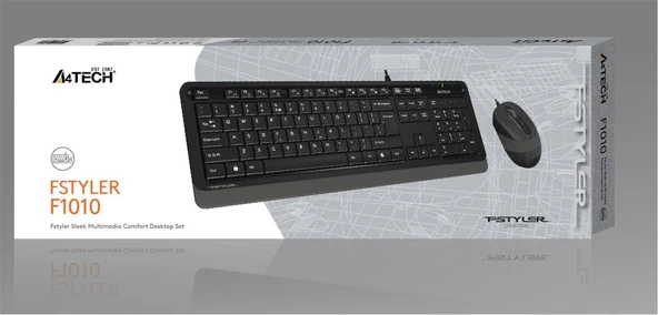 A4 Tech F1010 Q Usb Gri Fn-Mm Klv+Optik Mouse Set ürün görseli 1