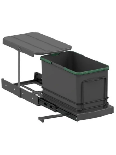 Starax S-2573-A Teleskopik Raylı Plastik 16 Lt. Gri Çöp Kovası ürün görseli 1