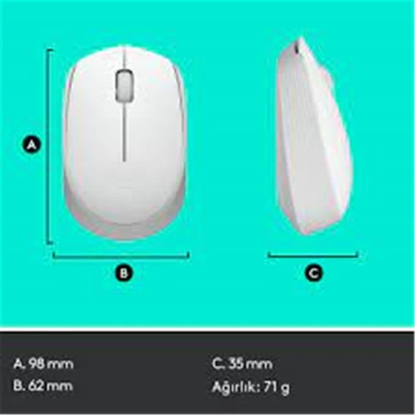 Logitech 910-006867 M171 Kablosuz Beyaz Mouse - Resim 2