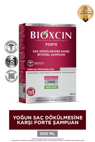 Bioxcin Forte 300 ml Şampuan - Yoğun Dökülme Şampuanı Tüm Saç Tipleri ürün görseli 1