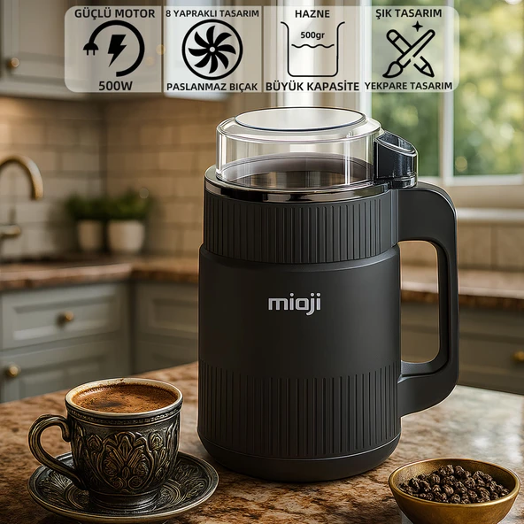 Mioji CG34 500W Paslanmaz Çelik Bıçak Kompakt Baharat ve Kahve Öğütücü Siyah ürün görseli 1