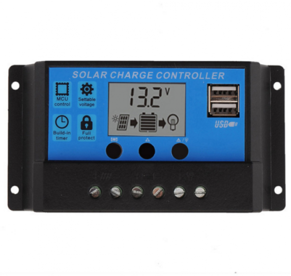 URETECH 20A - 12/24V Solar Şarj Kontrol (Regülatörü) 2 li Usb Çıkışlı ürün görseli 1