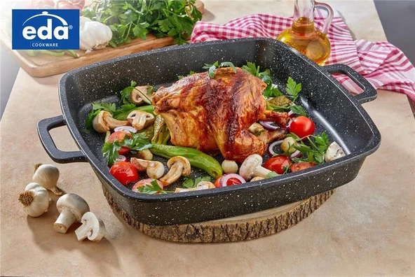 EDA COOKWARE DÖKÜM KARE ÇAT ÇOK AMAÇLI TEPSİ 36 CM SİYAH ZK-951 ürün görseli 1