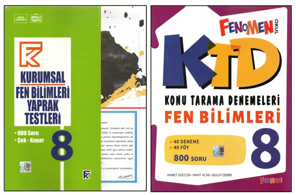 KURMAY 8.SINIF KURUMSAL YAPRAK TEST+FENOMEN KTD FEN BİLİMLERİ (2 KİTAP) ürün görseli 1