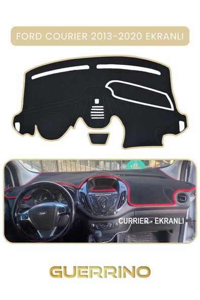 NEYA  FORD Courier 2013-2020 EkranlıTORPİDO KORUMA HALISI BEJ KENAR ürün görseli 1