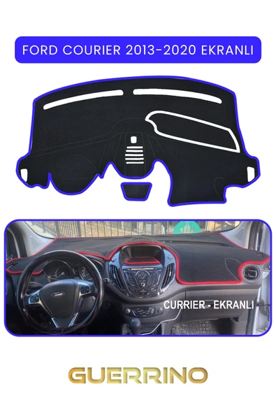NEYA  FORD Courier 2013-2020 EkranlıTORPİDO KORUMA HALISI MAVİ KENAR ürün görseli 1