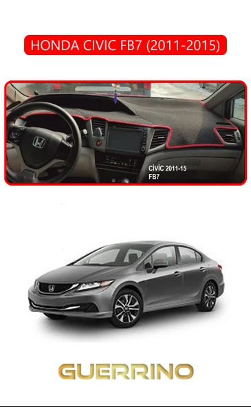 NEYA  HONDA CIVIC FB7 2011-2015TORPİDO KORUMA HALISI KIRMIZI KENAR ürün görseli 1