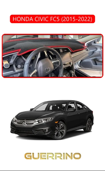 NEYA  HONDA CIVIC FC5 2015-2022TORPİDO KORUMA HALISI KIRMIZI KENAR ürün görseli 1