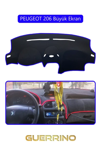 NEYA  PEUGEOT 206 Büyük EkranTORPİDO KORUMA HALISI MAVİ KENAR ürün görseli 1