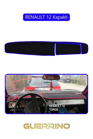 NEYA  RENAULT 12 - Toros   KAPAKLI TORPİDO KORUMA HALISI MAVİ KENAR ürün görseli 1