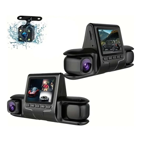 360° Kapsama Sunan GLRTECH Araç Kamerası – 3 Lensli, Full HD, Park Monitörü, Gece Görüş, Hareket Sensörü ürün görseli 1