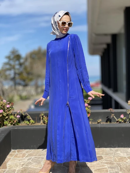 Misswhence Fermuarlı İpek Elbise 35800 - Resim 10