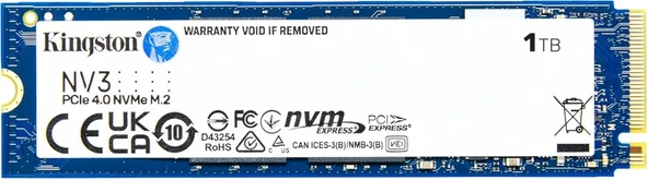 Kingston 1TB NV3 M.2 2280 NVMe SSD | PCIe 4.0 Gen 4x4 | Up to 6000 MB-s | SNV3S-1000G ürün görseli 1