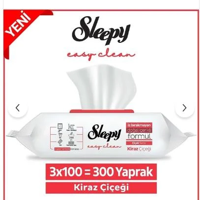Sleepy Easy Clean Kiraz Çiçeği Yüzey Temizlik Havlusu&mendili 6x100 (600 YAPRAK) ürün görseli 1