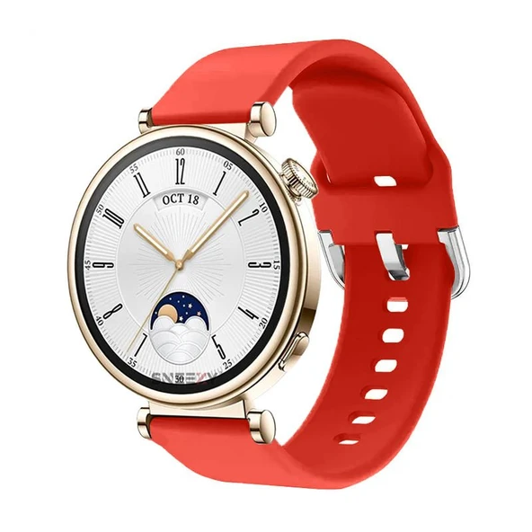 Sneezy Huawei Watch GT4 41mm İle Uyumlu 18mm PureLux Soft Tokalı Silikon Kordon  Kırmızı ürün görseli 1
