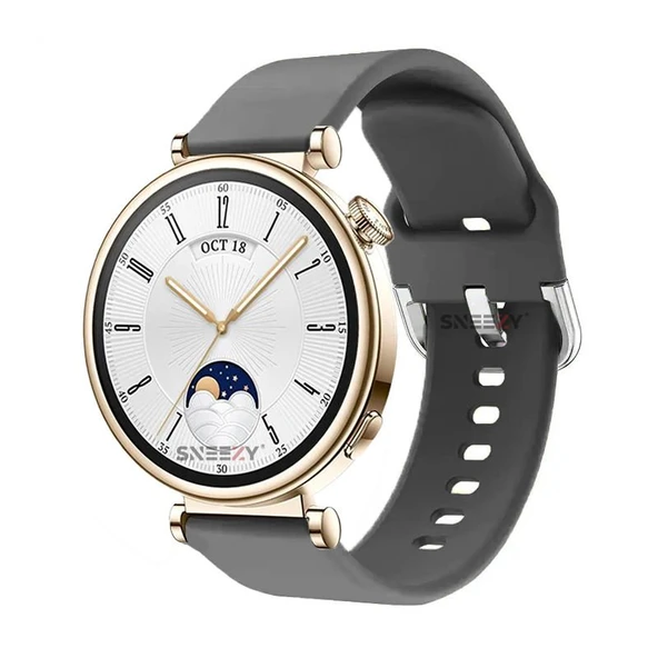 Sneezy Huawei Watch GT4 41mm İle Uyumlu 18mm PureLux Soft Tokalı Silikon Kordon  Koyu Gri ürün görseli 1
