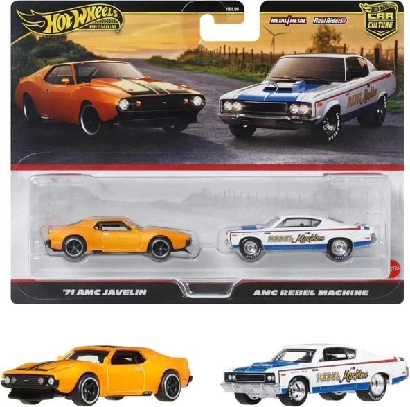 1:64 Hot Wheels Premium Car Culture 2'li Paket 71 AMC JAVELIN  & AMC REBEL MACHINE HBL96 - JBL06 ürün görseli 1