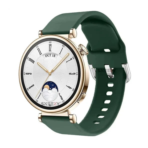 Sneezy Huawei Watch GT4 41mm İle Uyumlu 18mm PureLux Soft Tokalı Silikon Kordon  Koyu Yeşil ürün görseli 1
