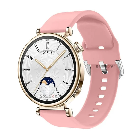 Sneezy Huawei Watch GT4 41mm İle Uyumlu 18mm PureLux Soft Tokalı Silikon Kordon  Pembe ürün görseli 1