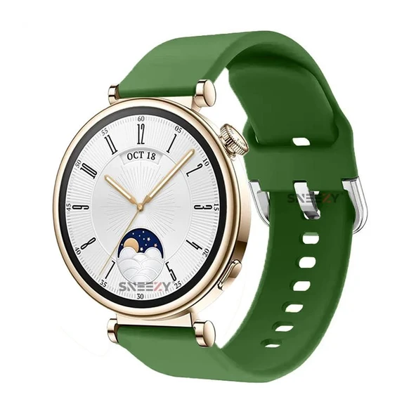 Sneezy Huawei Watch GT4 41mm İle Uyumlu 18mm PureLux Soft Tokalı Silikon Kordon  Haki ürün görseli 1