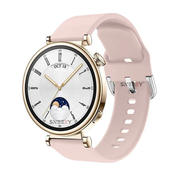 Sneezy Huawei Watch GT4 41mm İle Uyumlu 18mm PureLux Soft Tokalı Silikon Kordon  Pudra ürün görseli 1