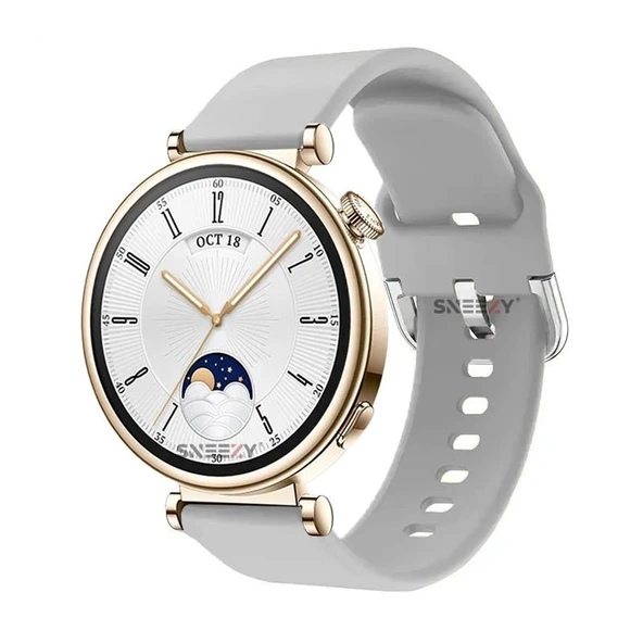 Sneezy Huawei Watch GT4 41mm İle Uyumlu 18mm PureLux Soft Tokalı Silikon Kordon  Gri ürün görseli 1
