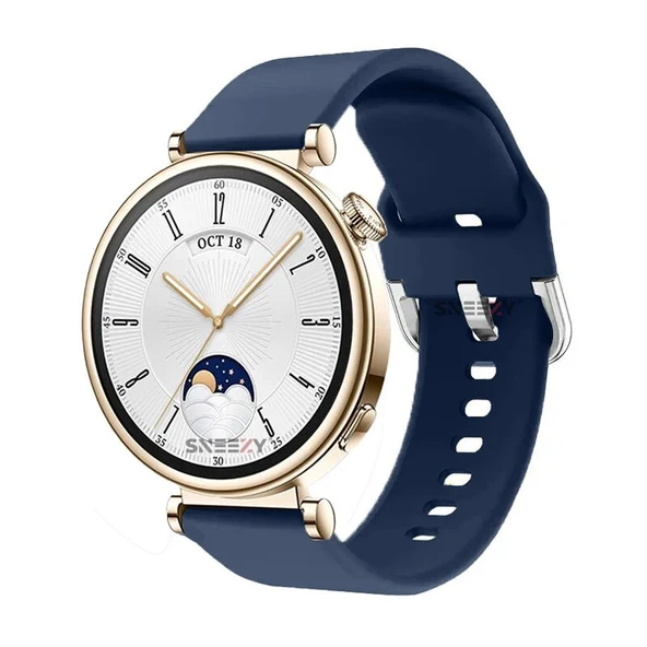 Sneezy Huawei Watch GT4 41mm İle Uyumlu 18mm PureLux Soft Tokalı Silikon Kordon  Lacivert ürün görseli 1