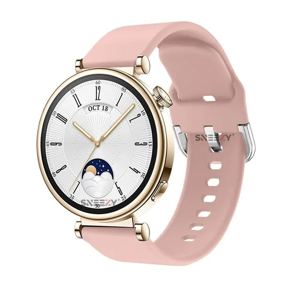 Sneezy Huawei Watch GT4 41mm İle Uyumlu 18mm PureLux Soft Tokalı Silikon Kordon  Pembe Açık ürün görseli 1