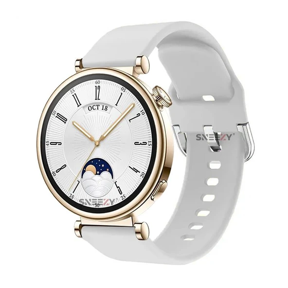 Sneezy Huawei Watch GT4 41mm İle Uyumlu 18mm PureLux Soft Tokalı Silikon Kordon  Beyaz ürün görseli 1