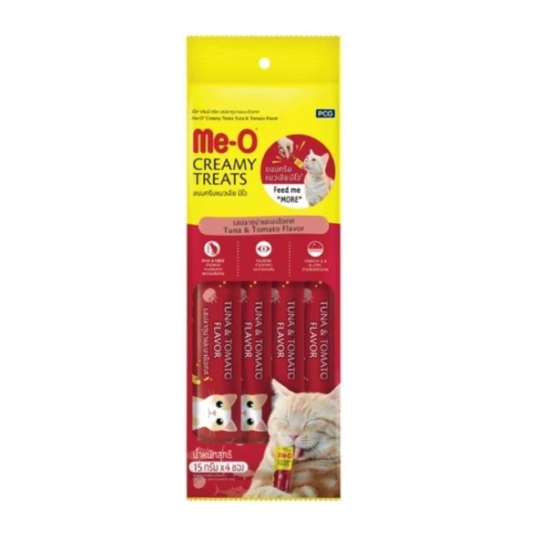 Me-O Creamy Ton Balıklı ve Domatesli Yetişkin Kedi Ödülü 4x15 gr ürün görseli 1