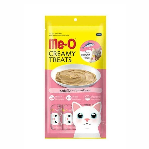 Me-O Creamy Çizgili Orkinos Balıklı Yetişkin Kedi Ödülü 4x15 gr ürün görseli 1