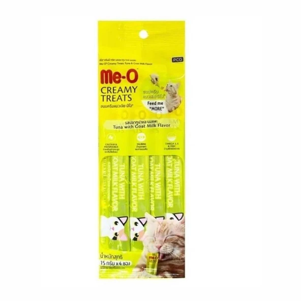 Me-O Creamy Ton Balıklı ve Keçi Sütlü Yetişkin Kedi Ödülü 4x15 gr ürün görseli 1