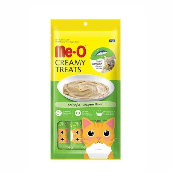 Me-O Creamy Mavi Yüzgeçli Orkinos Balıklı Yetişkin Kedi Ödülü 4x15 gr ürün görseli 1