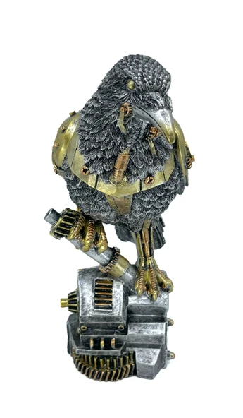 Steampunk Karga Biblo Heykel - Resim 2