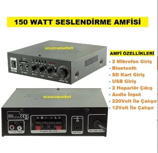 150 WATT SESLENDİRME AMFİSİ ürün görseli 1