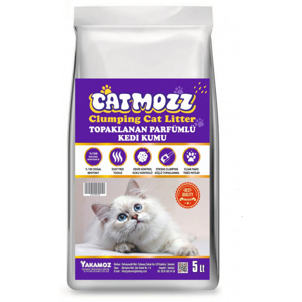 CatMozz Premium İnce Taneli Topaklanan Özel Parfümlü Bentonit Kedi Kumu 5 Lt ürün görseli 1