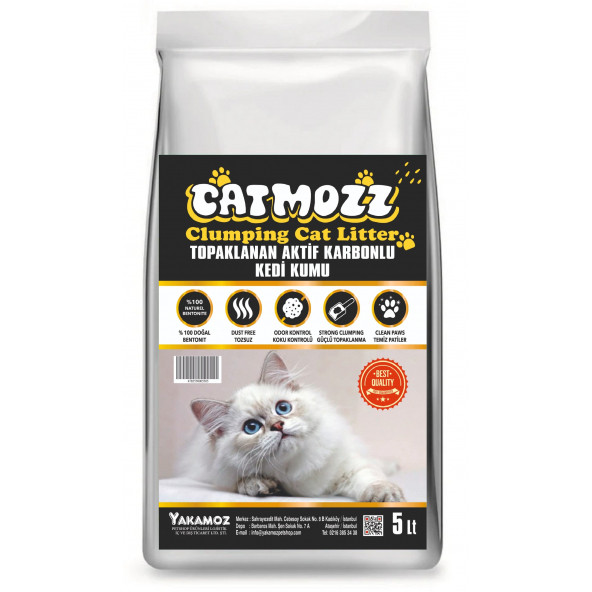 CatMozz Aktif Karbon (activated Carbon) Topaklanan Kedi Kumu 5 Lt ürün görseli 1