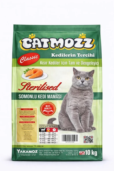 CatMozz Somonlu Sterilised Kısır Yetişkin Kedi Maması 10 Kg ürün görseli 1