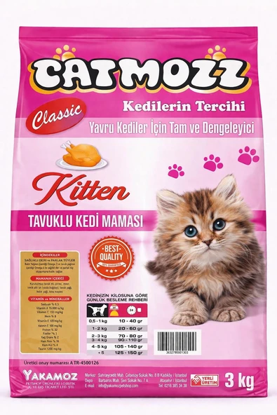 CatMozz Tavuklu Kıtten Yavru Kedi Maması 3 Kg ürün görseli 1