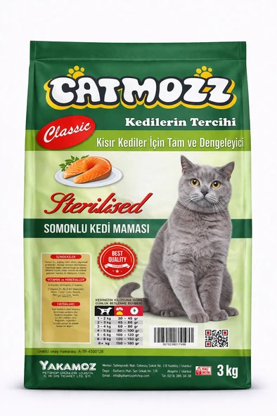 CatMozz Somonlu Sterilised Kısır Yetişkin Kedi Maması 3 Kg ürün görseli 1