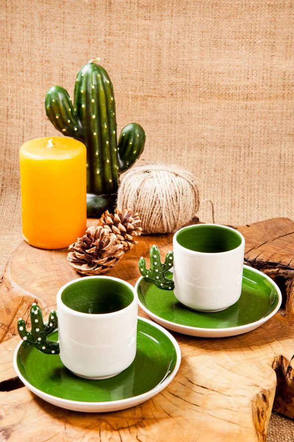 Homemade Cactus n Love 2 Kişilik Kahve Fincanı ürün görseli 1