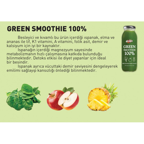 100 Green Smoothie, 250 ml, Adet - Resim 2