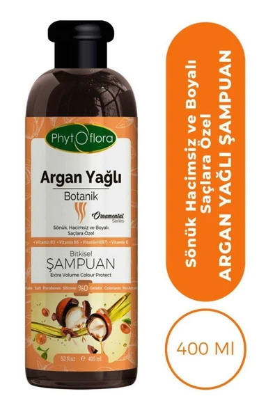 Phytoflora Tuzsuz Hassas Sönük Hacimsiz Ve Boyalı Saçlara Özel Argan Yağlı Bitkisel Şampuan 400 ml ürün görseli 1