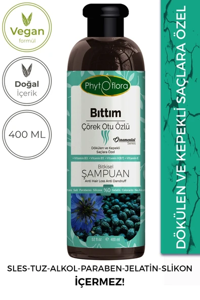 Phytoflora Tuzsuz Dökülen Ve Kepekli Saçlara Özel Bıttım Özlü Bitkisel Şampuan 400 ml ürün görseli 1