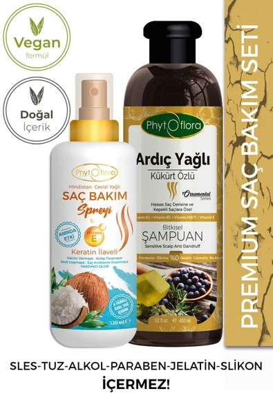 Phytoflora Saç Dökülmesine Karşı Tuzsuz Şampuan Ardıç Şampuanı Ve Hindistan Cevizi Yağlı Saç Spreyi ürün görseli 1