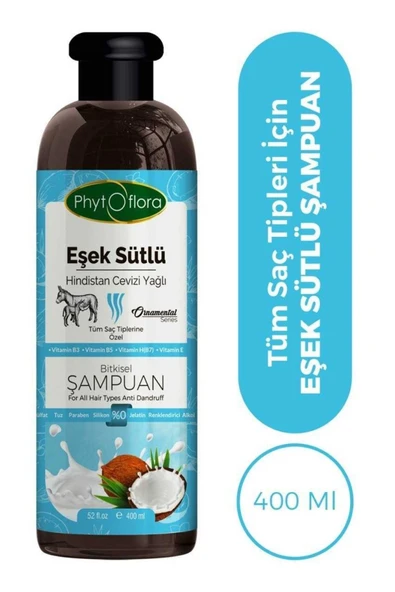 MUSENSO Phytoflora Kepek Karşıtı Tuzsuz Eşek Sütü Ve Hindistan Cevizi Yağlı Bitkisel Şampuan 400 Ml ürün görseli 1