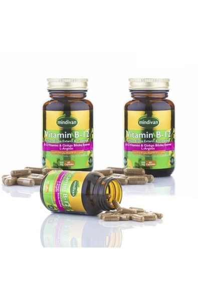 Mindivan Vitamin B12 &ginko Bloba Ekstresi & L Arginin X 3 Adet ürün görseli 1
