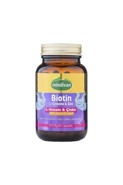 Mindivan Biotin Sistein Çinko 60 Kapsül 500mg ürün görseli 1