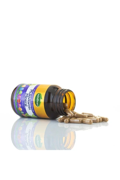 Mindivan Multivitamin Mineral Kapsül Magnezyum C B3 B1 Kırmızı Ginseng D3 Kara Mürver Beta Glukan 60 Kapsül ürün görseli 1