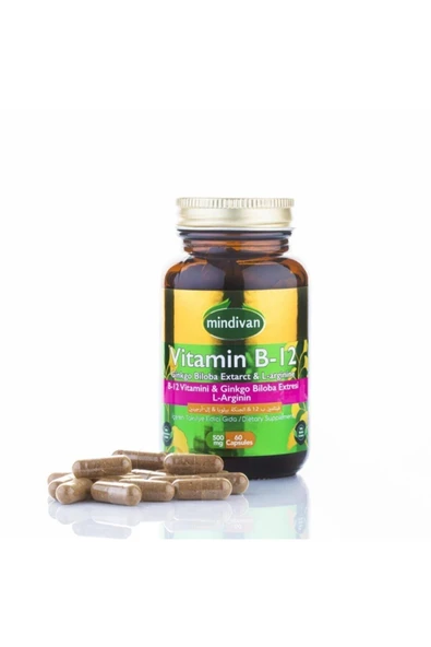 Mindivan Vitamin B12 Ginkgo Biloba Kapsül L-arginin 500mg 60 Kapsül ürün görseli 1